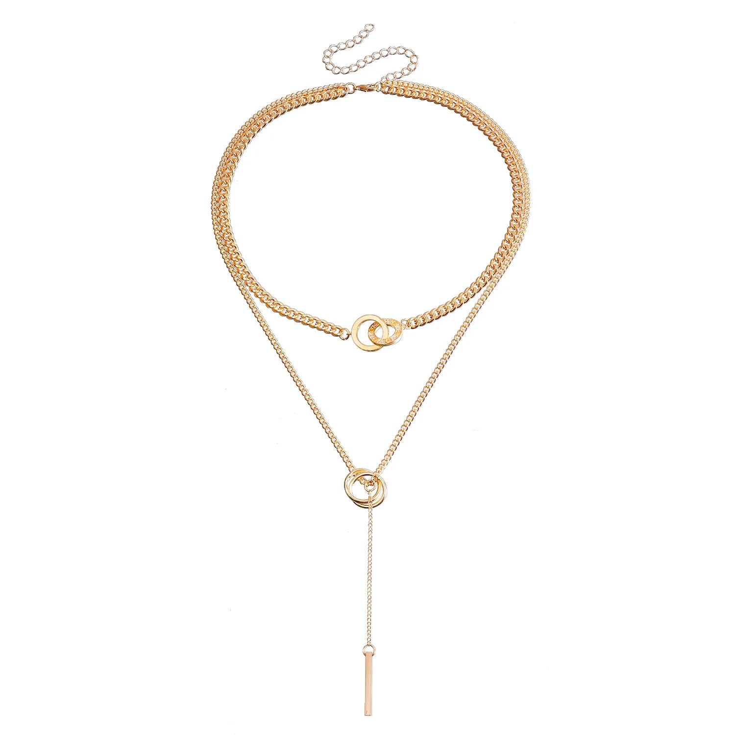 Collier Double Rang Vintage Doré – Zircon & Perles, Style Bohème Chic
