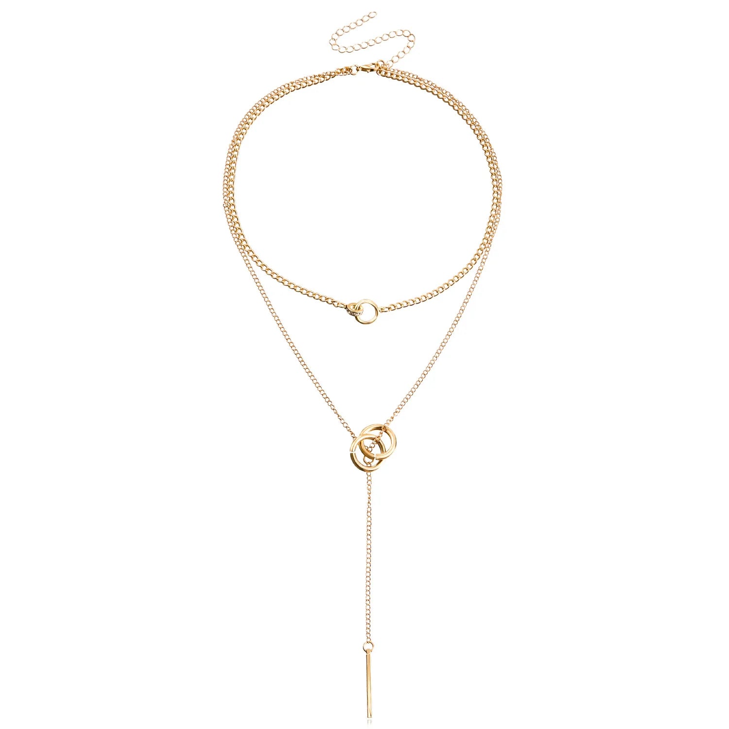 Collier Double Rang Vintage Doré – Zircon & Perles, Style Bohème Chic